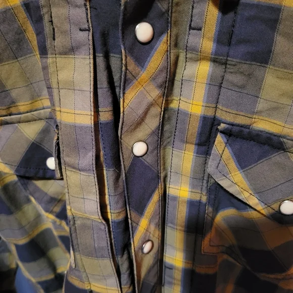5.11 Tactical Shirt Mens Small Blue Yellow Plaid Pearl Snap Utility Workwear - Picture 5 of 5